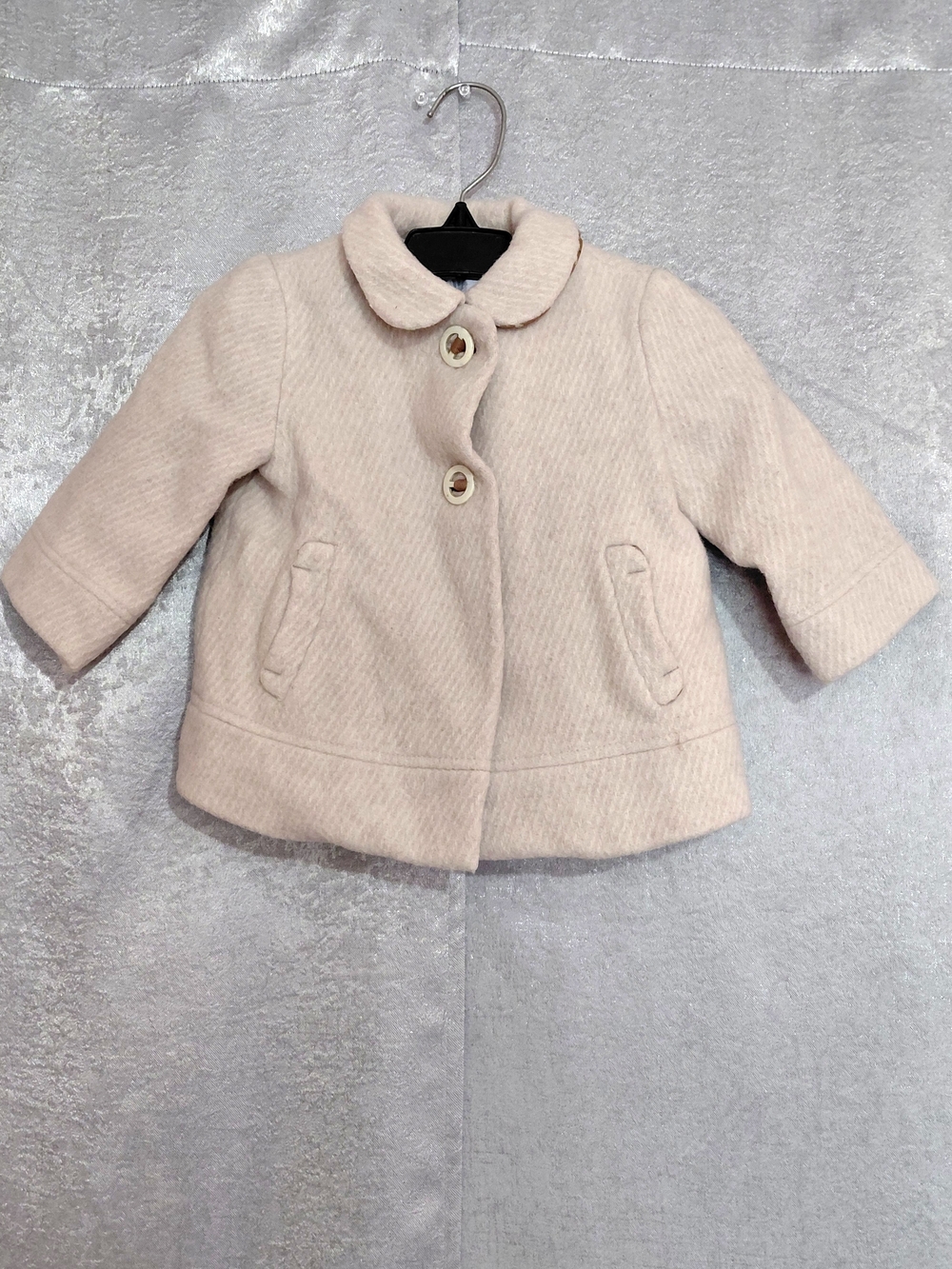 Zara Baby Girl Peter Pan Collar Manteco Wood Blend Cout Jacket Cream Sz-9-12 Mon